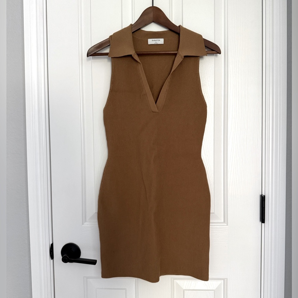 Aritzia Babaton Sculpt Knit Dress in Epicurean Brown
